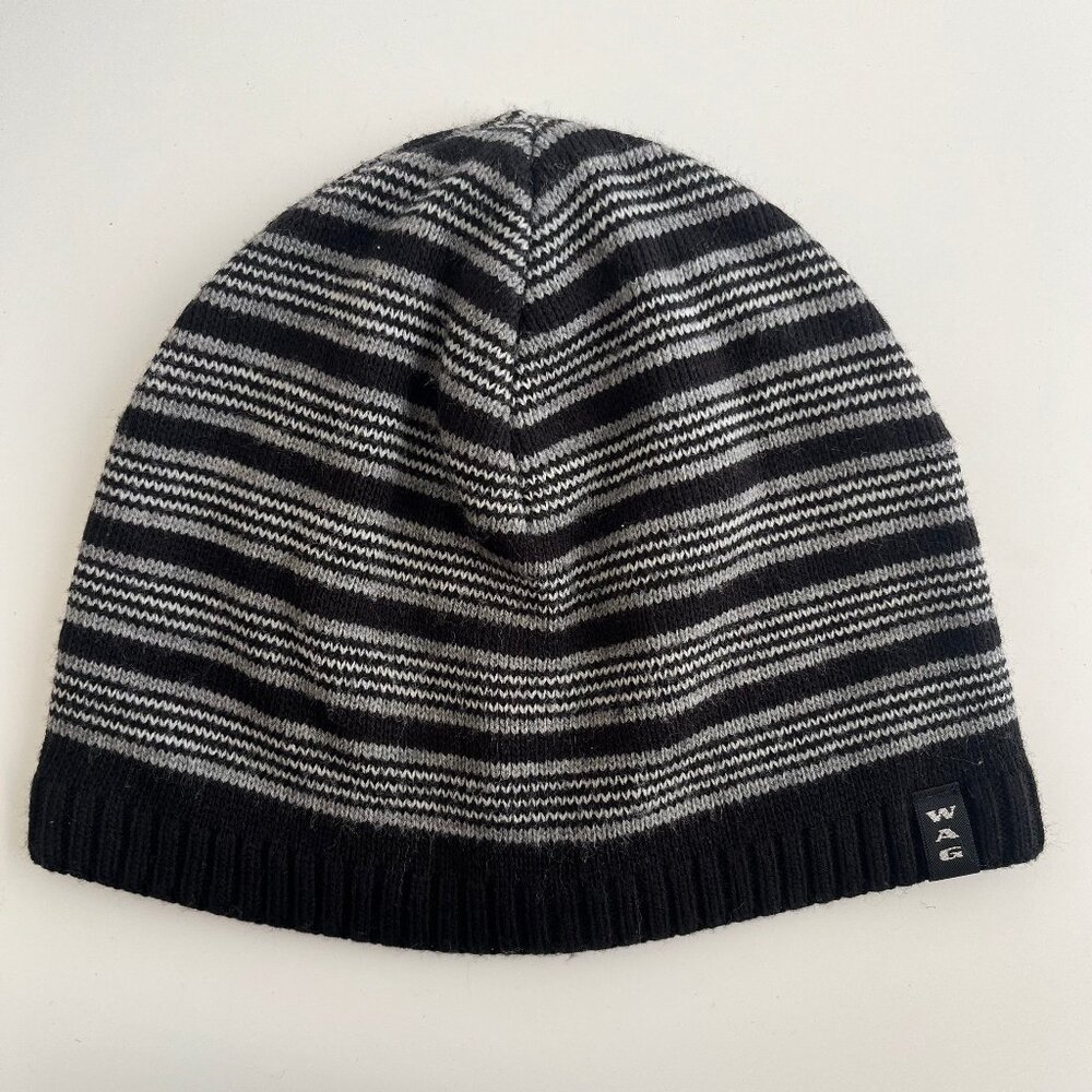 Black Grey Striped Beanie